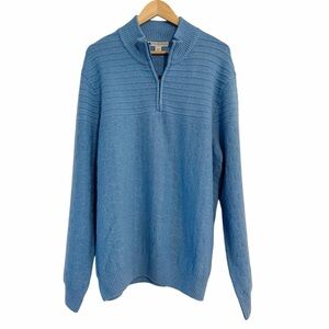 Southern Proper Sweater 1/4 Zip Blissful Blue Textured Knit Pullover Size 2XL